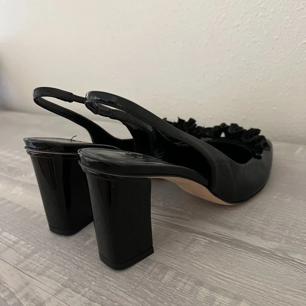 Never Worn Kate Black Leather Sling Back Heel - Picture 3 of 4